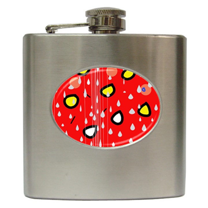 Rainy day - red Hip Flask (6 oz)