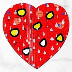 Rainy Day - Red Jigsaw Puzzle (heart)