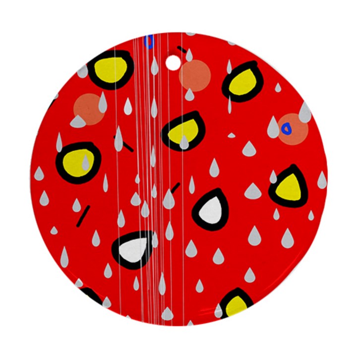 Rainy day - red Round Ornament (Two Sides) 