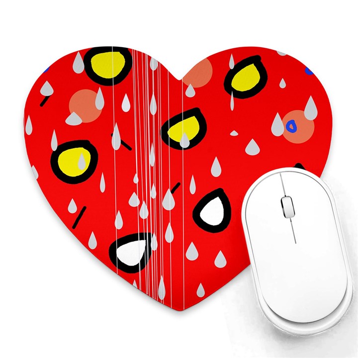 Rainy day - red Heart Mousepads