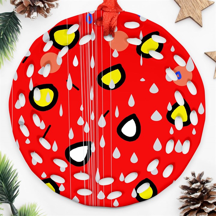 Rainy day - red Ornament (Round Filigree) 