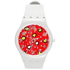 Rainy Day - Red Round Plastic Sport Watch (m) by Moma