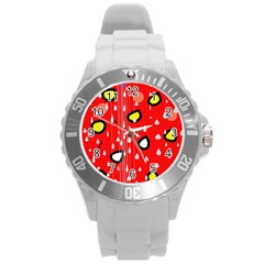 Rainy Day - Red Round Plastic Sport Watch (l) by Moma