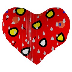 Rainy Day - Red Large 19  Premium Heart Shape Cushions