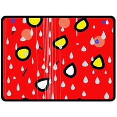 Rainy Day - Red Double Sided Fleece Blanket (large) 