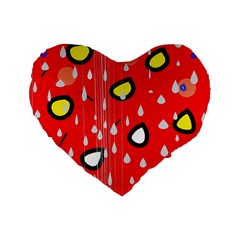 Rainy Day - Red Standard 16  Premium Flano Heart Shape Cushions by Moma