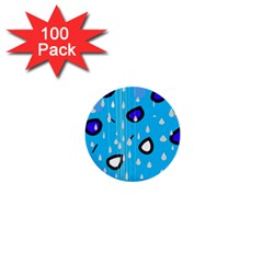 Rainy Day - Blue 1  Mini Buttons (100 Pack) 