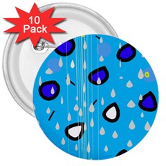 Rainy Day - Blue 3  Buttons (10 Pack) 