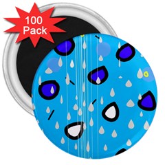 Rainy Day - Blue 3  Magnets (100 Pack)