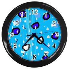 Rainy Day - Blue Wall Clocks (black) by Moma