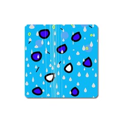 Rainy Day - Blue Square Magnet