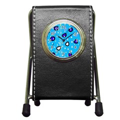 Rainy Day - Blue Pen Holder Desk Clocks