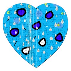 Rainy Day - Blue Jigsaw Puzzle (heart) by Moma