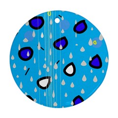 Rainy Day - Blue Round Ornament (two Sides) 