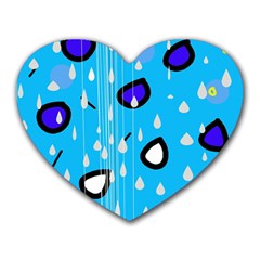 Rainy Day - Blue Heart Mousepads