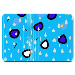 Rainy Day - Blue Large Doormat  by Moma