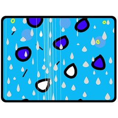 Rainy Day - Blue Fleece Blanket (large)  by Moma