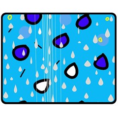 Rainy Day - Blue Fleece Blanket (medium)  by Moma