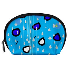 Rainy Day - Blue Accessory Pouches (large)  by Moma