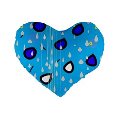 Rainy Day - Blue Standard 16  Premium Flano Heart Shape Cushions by Moma