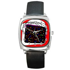 Color Tv Square Metal Watch by Moma