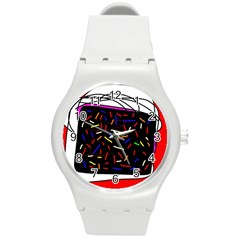 Color Tv Round Plastic Sport Watch (m) by Moma