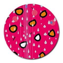 Rainy Day - Pink Round Mousepads