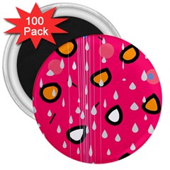 Rainy Day - Pink 3  Magnets (100 Pack)