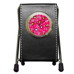 Rainy Day - Pink Pen Holder Desk Clocks by Moma