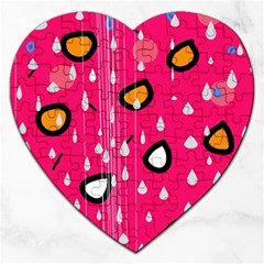 Rainy Day - Pink Jigsaw Puzzle (heart) by Moma