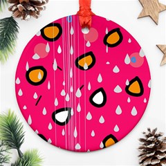 Rainy Day - Pink Round Ornament (two Sides) 