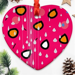 Rainy Day - Pink Heart Ornament (2 Sides)