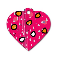 Rainy Day - Pink Dog Tag Heart (two Sides) by Moma