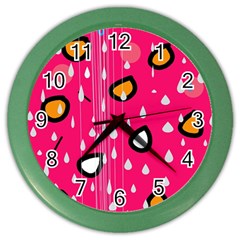 Rainy Day - Pink Color Wall Clocks