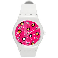 Rainy Day - Pink Round Plastic Sport Watch (m) by Moma