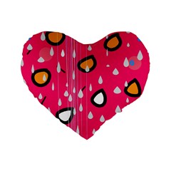 Rainy Day - Pink Standard 16  Premium Heart Shape Cushions