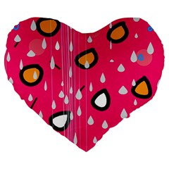 Rainy Day - Pink Large 19  Premium Heart Shape Cushions