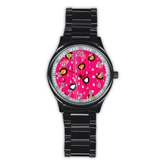 Rainy Day - Pink Stainless Steel Round Watch