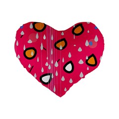 Rainy Day - Pink Standard 16  Premium Flano Heart Shape Cushions by Moma