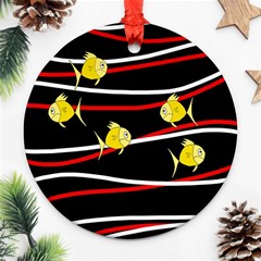 Five Yellow Fish Ornament (round)  by Valentinaart