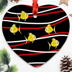 Five Yellow Fish Ornament (heart)  by Valentinaart