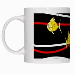 Five Yellow Fish White Mugs by Valentinaart