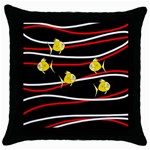 Five yellow fish Throw Pillow Case (Black) Front