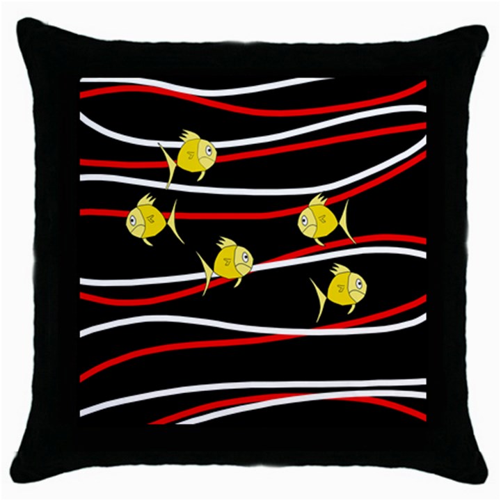 Five yellow fish Throw Pillow Case (Black)