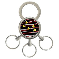 Five Yellow Fish 3-ring Key Chains