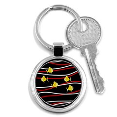 Five Yellow Fish Key Chains (round) 