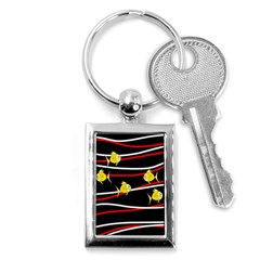 Five Yellow Fish Key Chains (rectangle) 