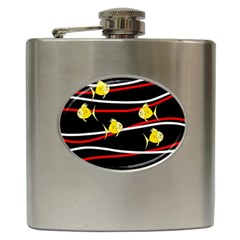 Five Yellow Fish Hip Flask (6 Oz)