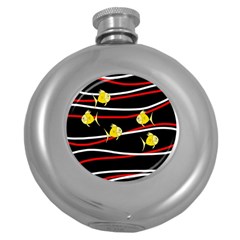 Five Yellow Fish Round Hip Flask (5 Oz)