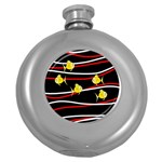 Five yellow fish Round Hip Flask (5 oz) Front